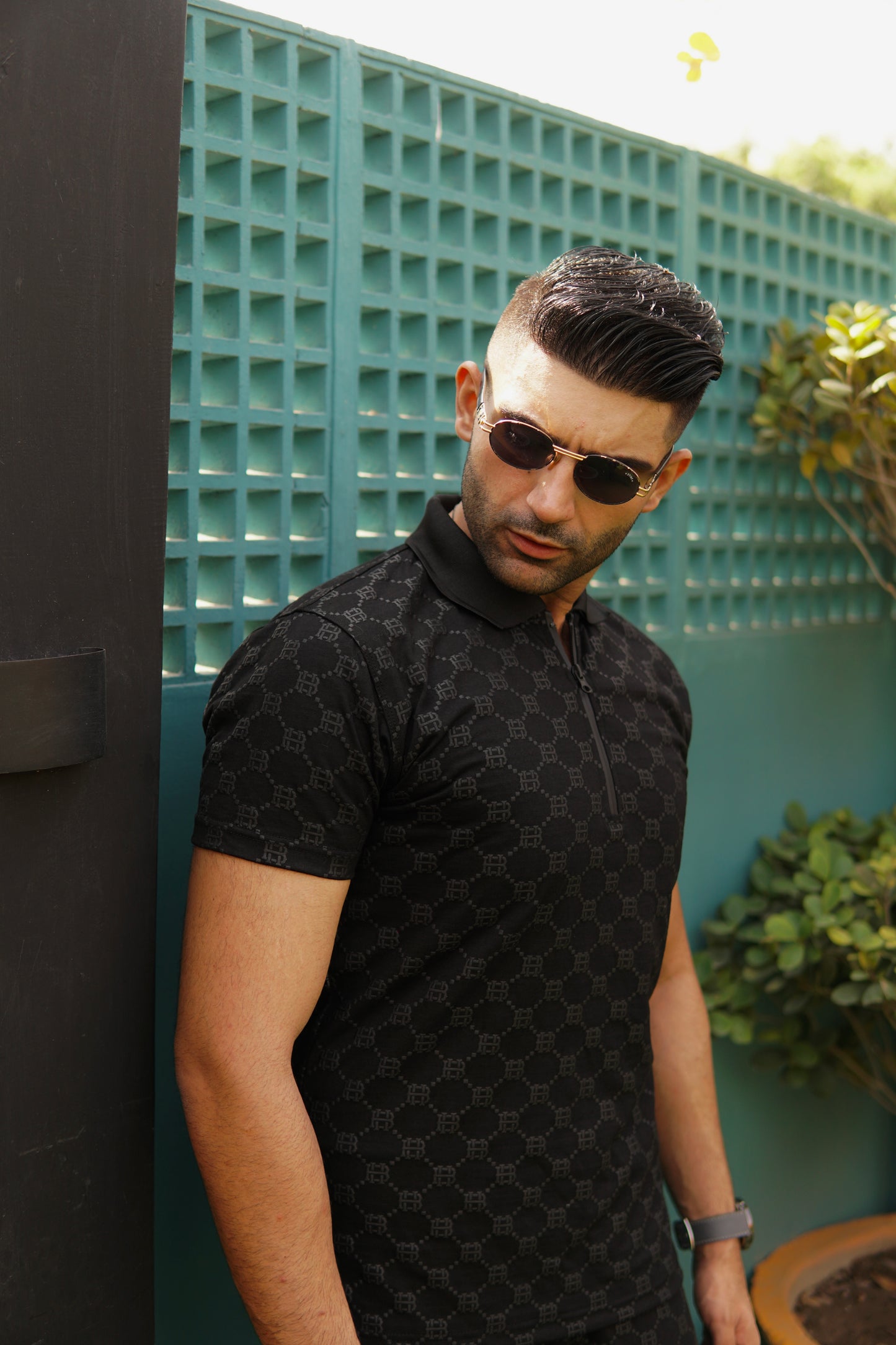 BOSS HERITAGE PUFF PRINTED TWINSET IN BLACK