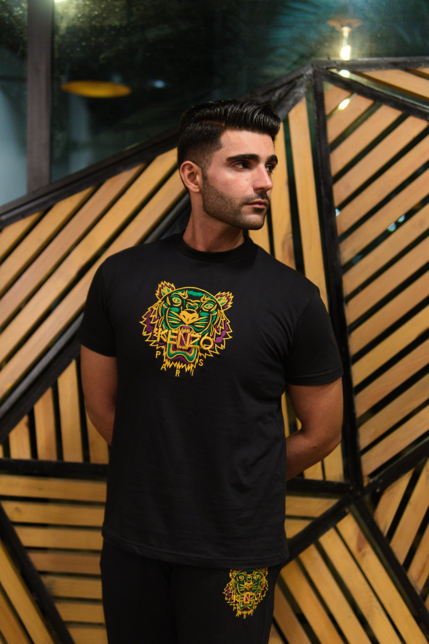 LION EMBROIDERY TSHIRT IN BLACK