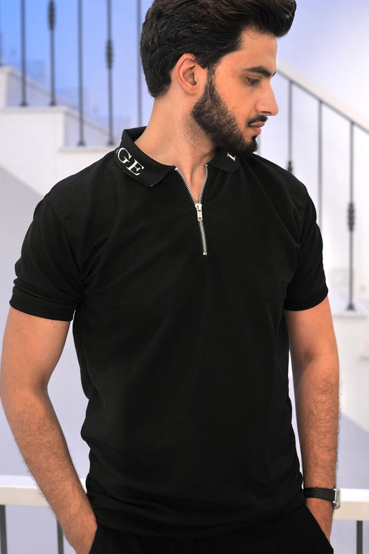 LOGO COLLAR POLO IN BLACK