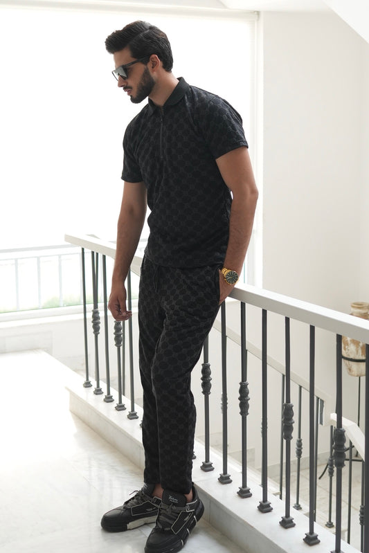 BOSS HERITAGE PUFF PRINTED TWINSET IN BLACK
