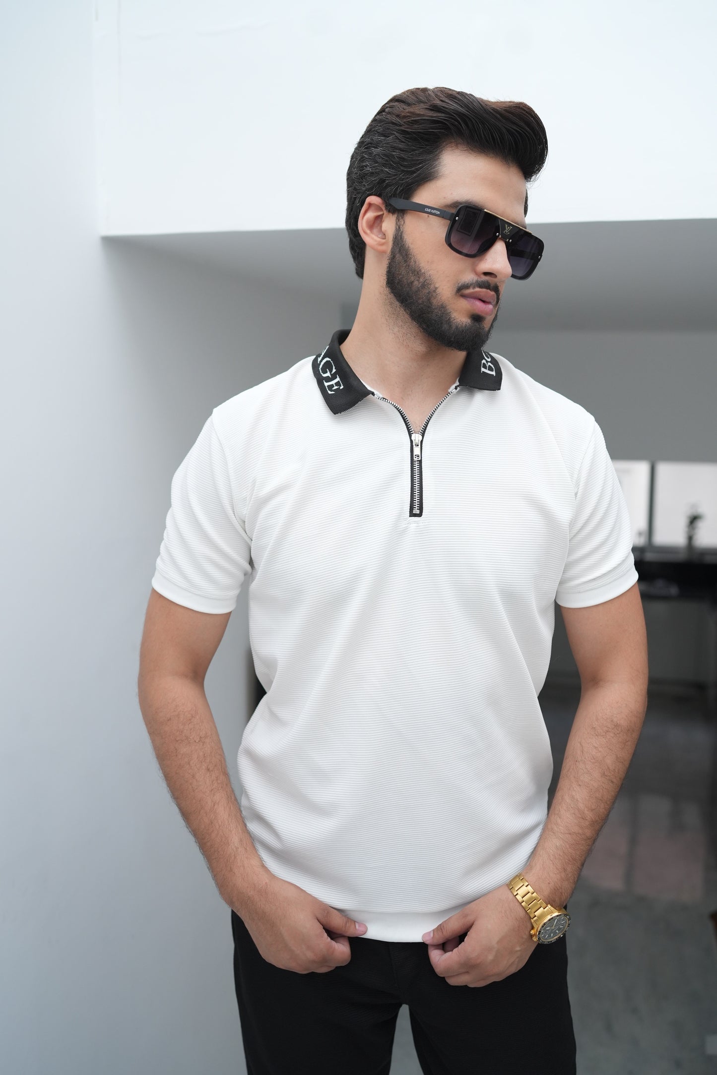 LOGO COLLAR POLO IN WHITE