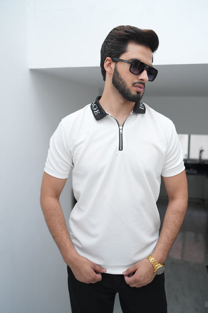 LOGO COLLAR POLO IN WHITE