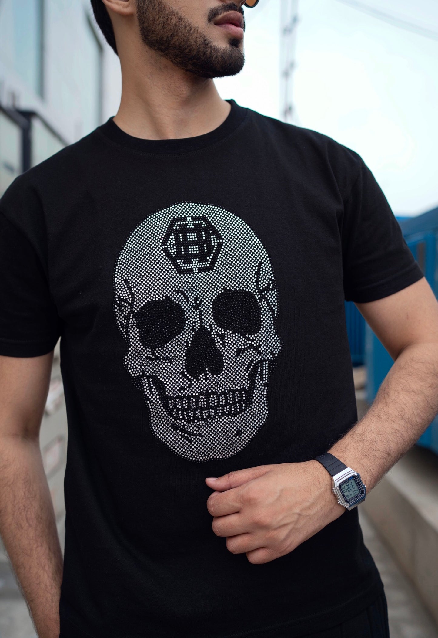 SKULL STONEWORK TWINSET IN BLACK